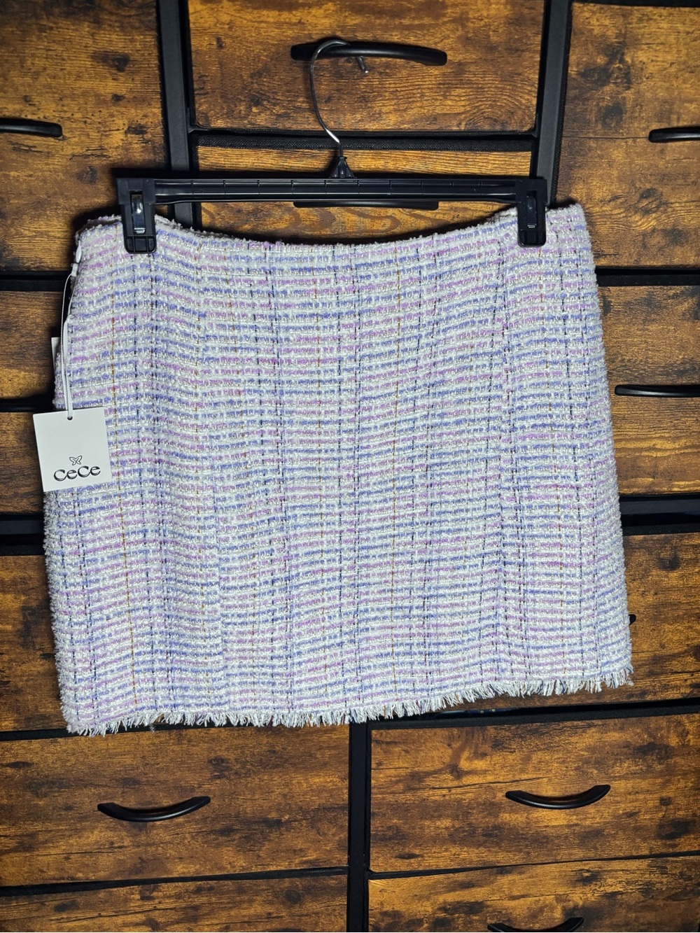 CeCe Lavender Tweed Mini Skirt with Pastel Accents NWT 12 - Picture 11 of 12